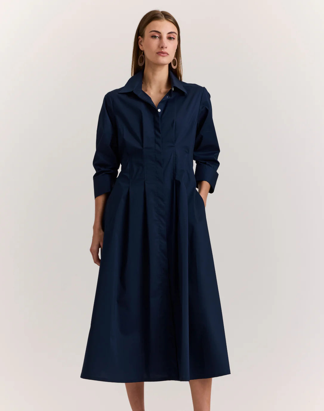 Hinson Wu 1611339 Navy 3/4 Slv Martina Dress