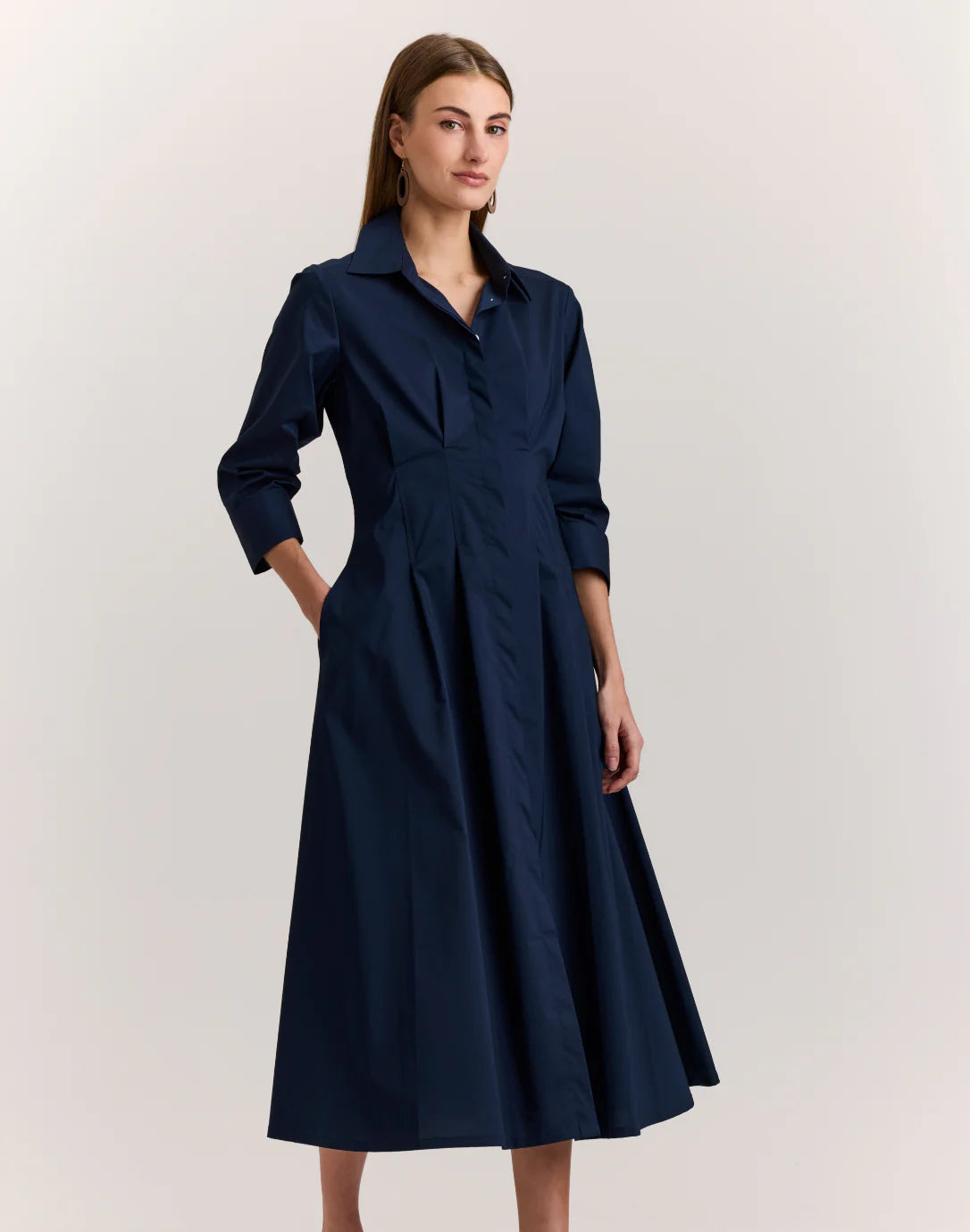 Hinson Wu 1611339 Navy 3/4 Slv Martina Dress