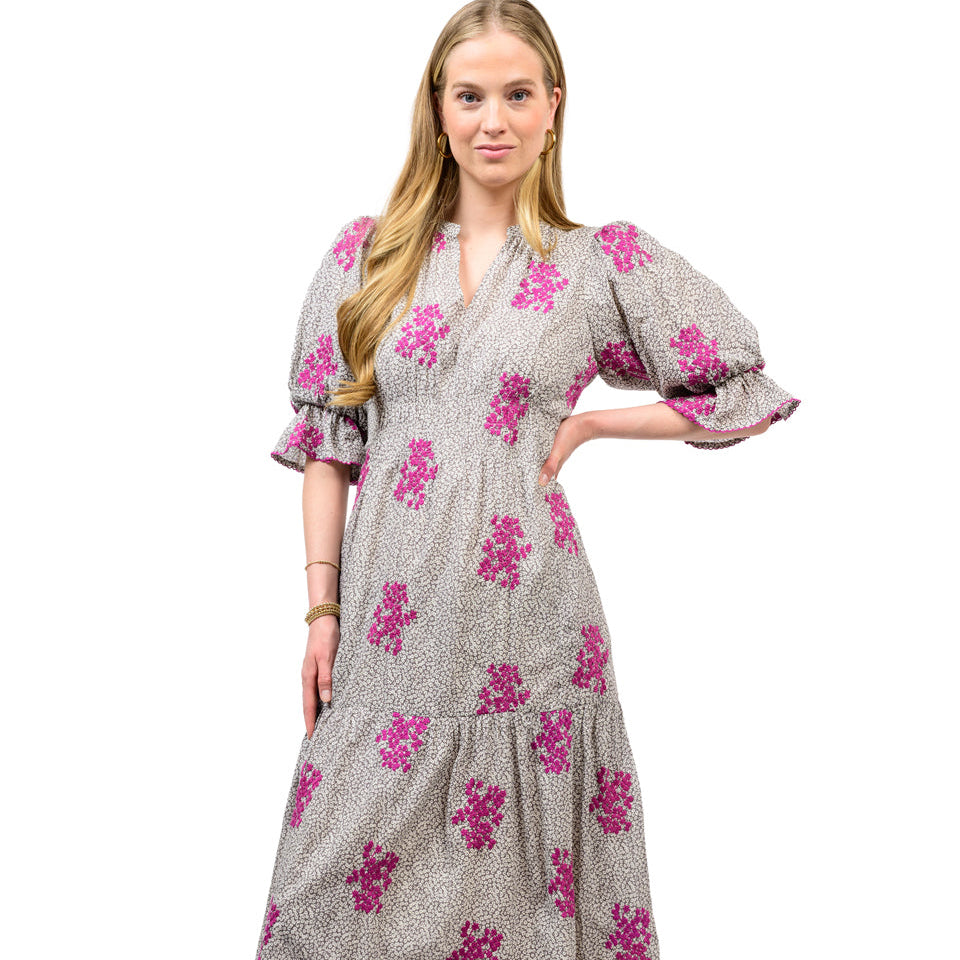 Ivy Jane 72681 Floral Ditsy Embroidered Maxi Dress
