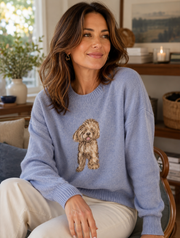 K&C Clothing A3935 Dog Crew V-Neck Sweater