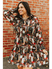 Lucky & Blessed DR600BTS-X Boot Print Dress W/ Elastic Waist
