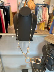 Michele Busch NW-24-83 Leather Pearls C2 Matte Gold Chain