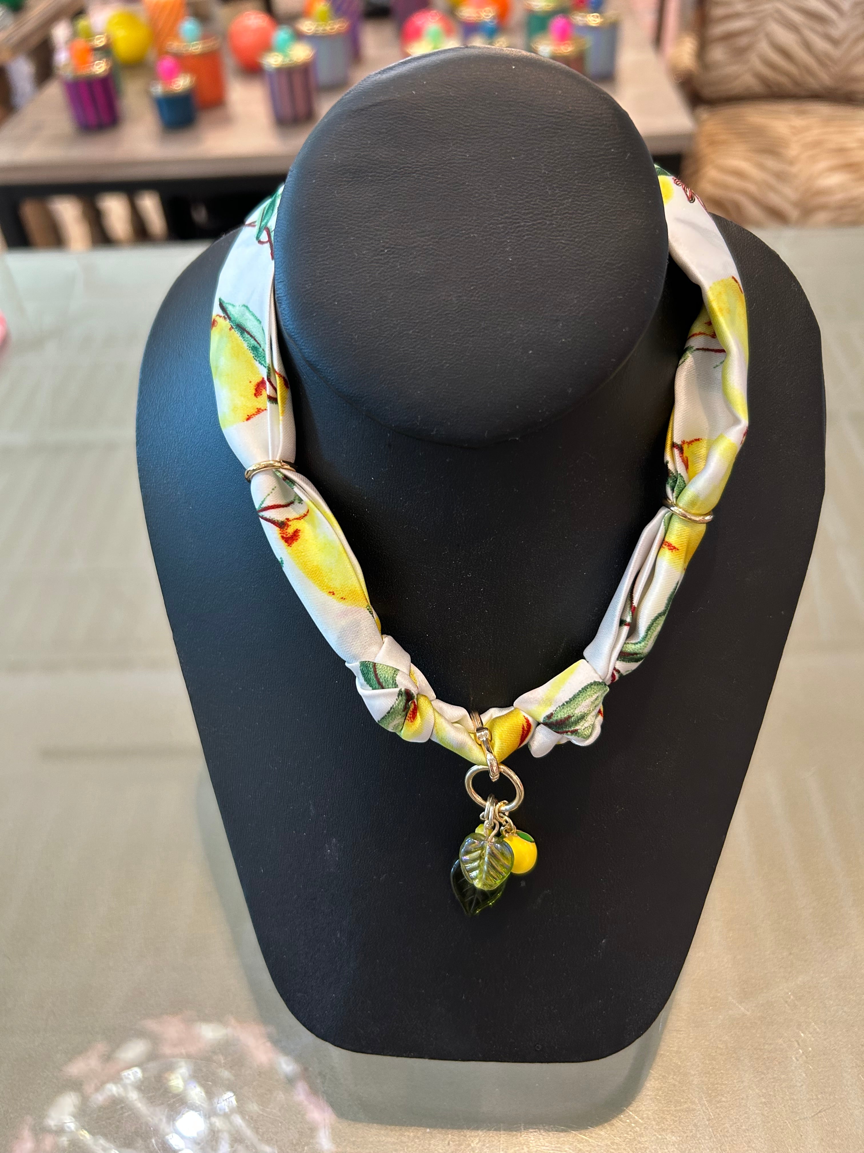 Michele Busch N-SL-02 Lemon Scarf W/antique glass and clasp