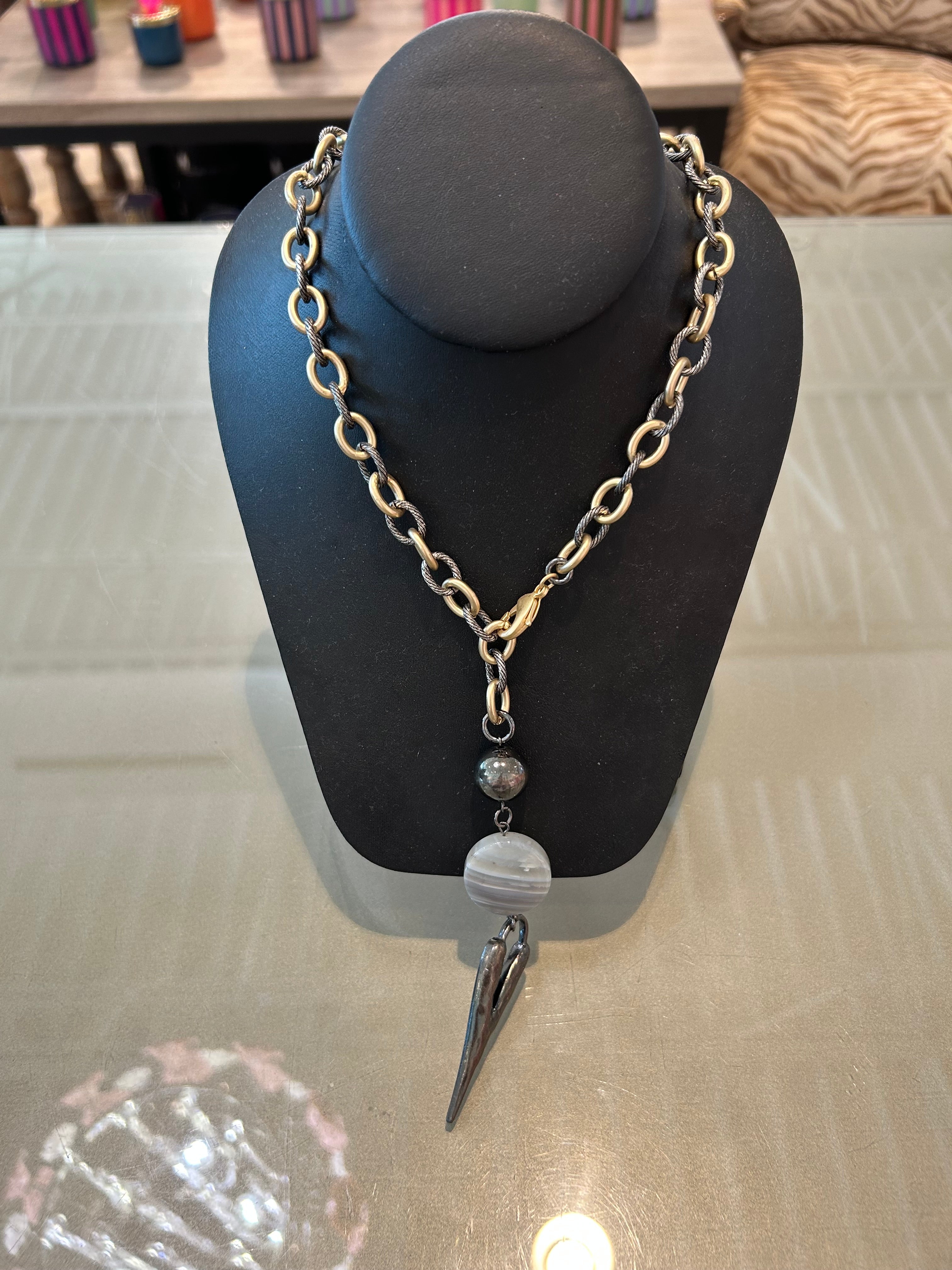 Michele Busch NW-24-120 Gunmetal Heart 2 Tone Chain