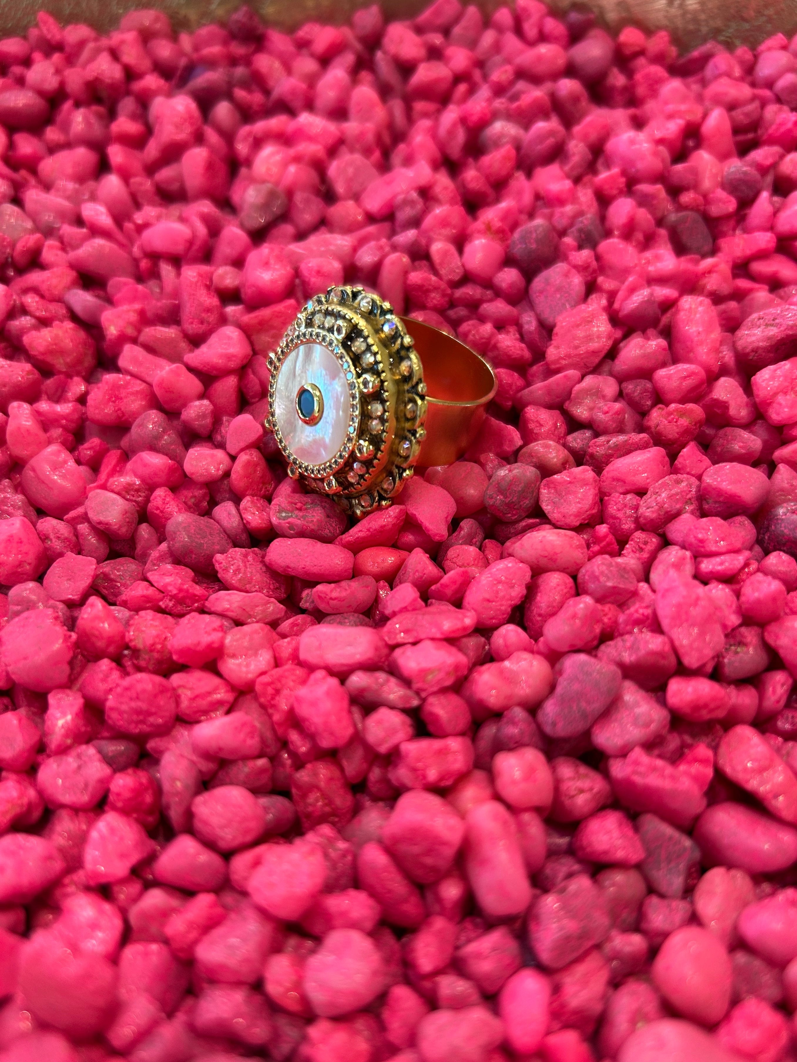 Mustard Seed Circle Mother of Pearl Ring