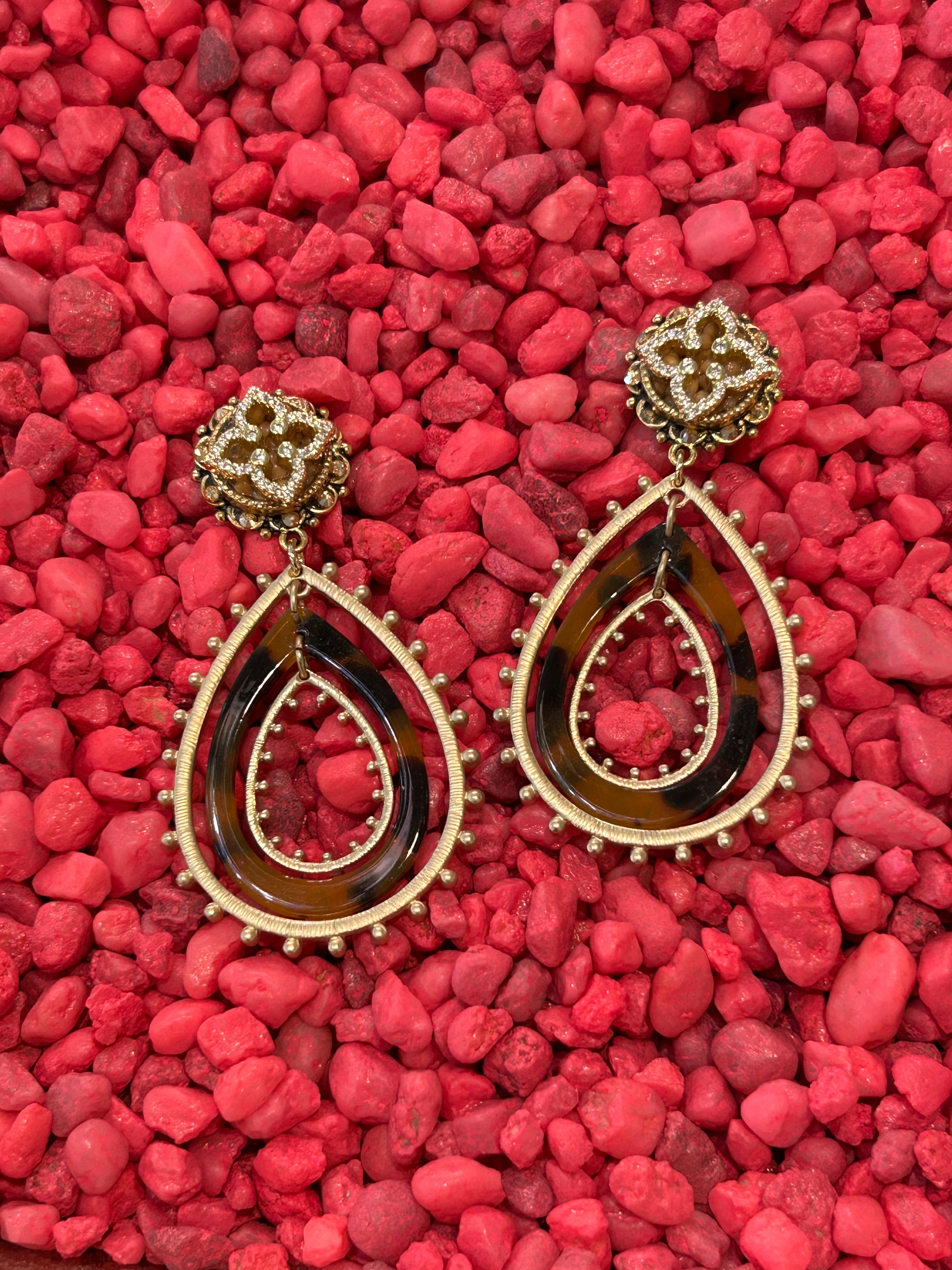 Mustard Seed Tortoise Teardrop Dangle Earring