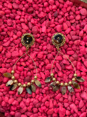 Mustard Seed Beaded Hoop Dangle Earring