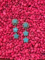 Mustard Seed Light Blue 3 Flower Dangle Earring