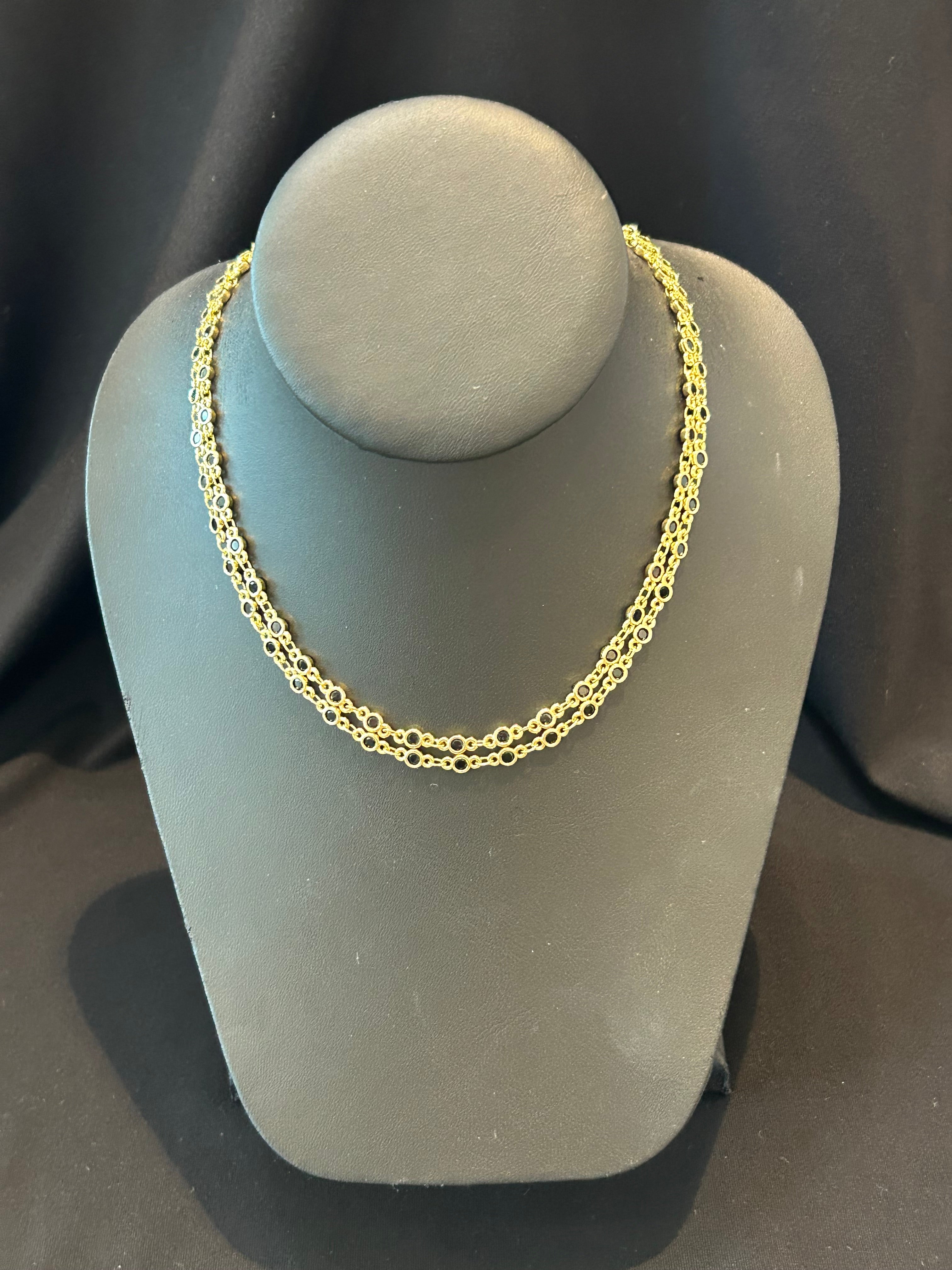 Mustard Seed Black Crystal Tennis Necklace