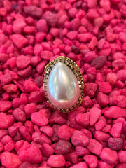 Mustard Seed Teardrop Pearl Ring