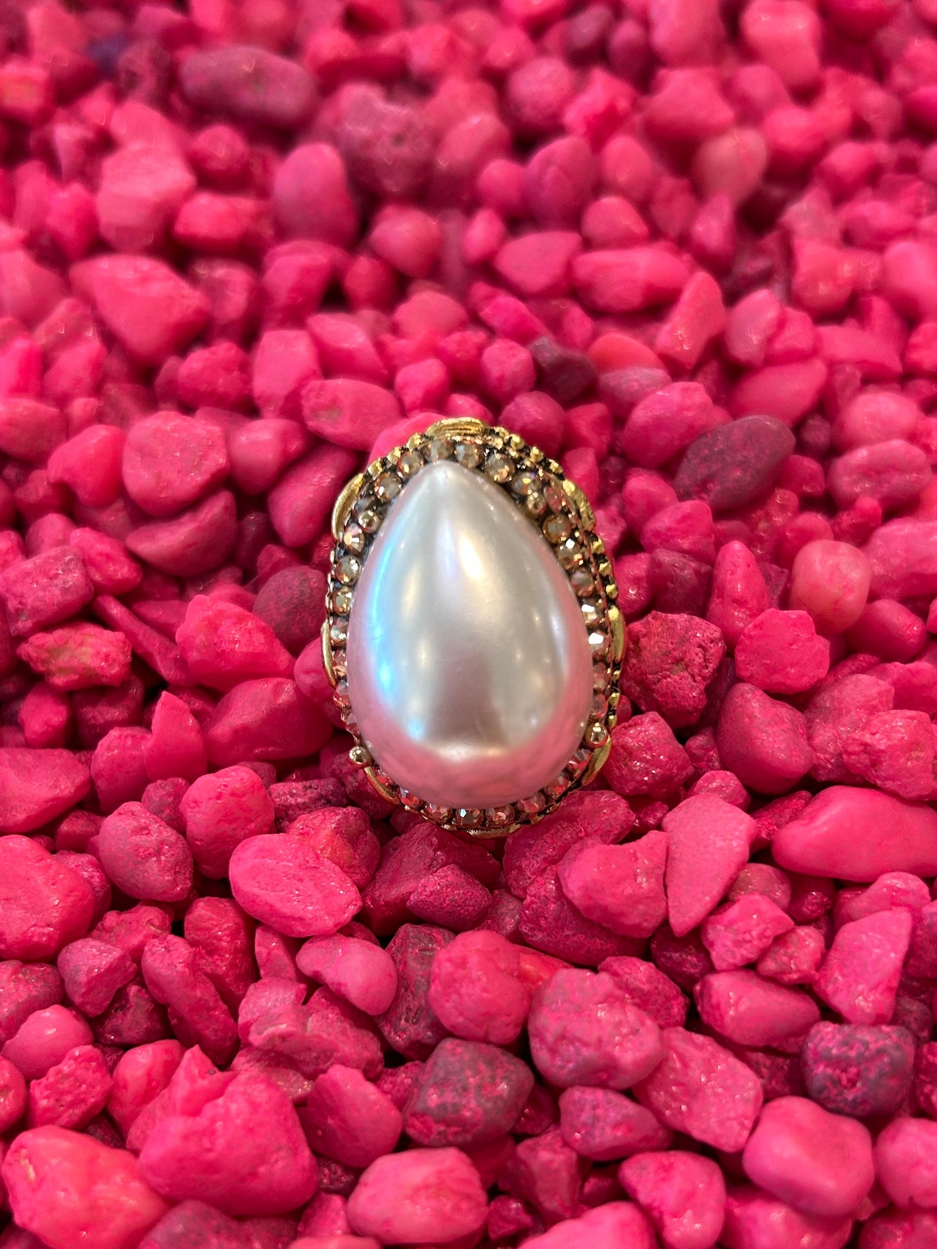 Mustard Seed Teardrop Pearl Ring