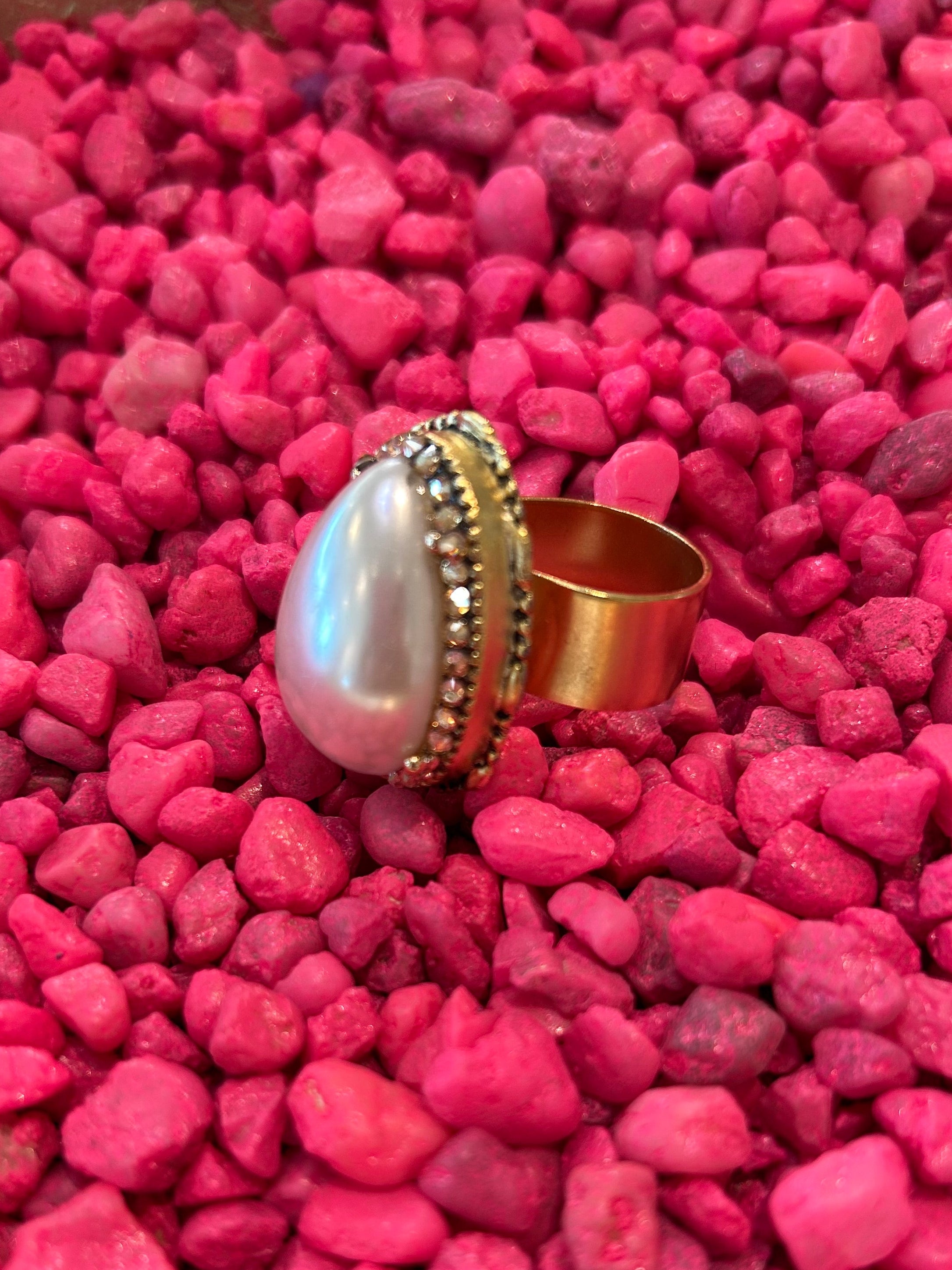 Mustard Seed Teardrop Pearl Ring