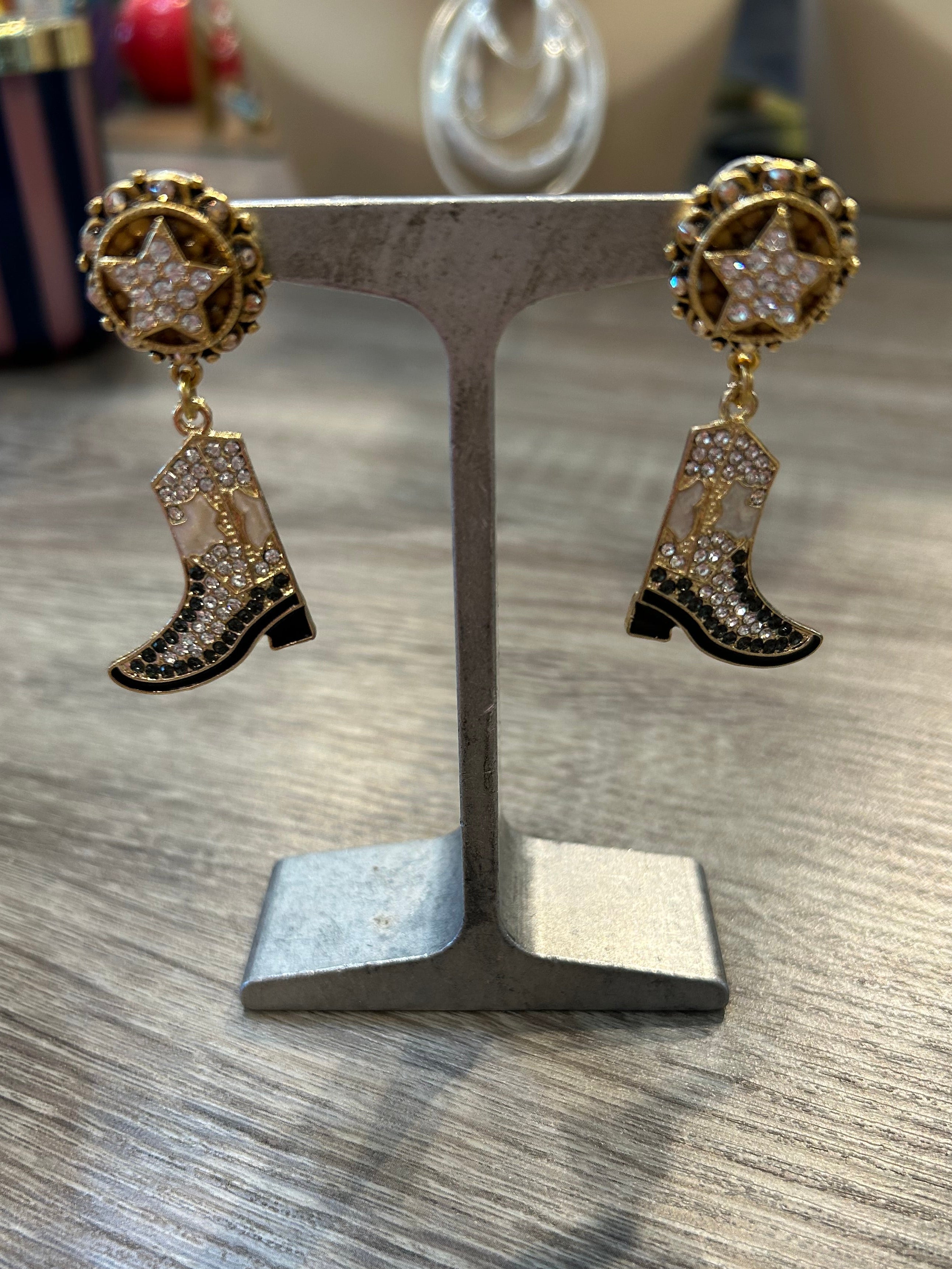 Mustard Seed Cowboy Boot Dangle Earrings