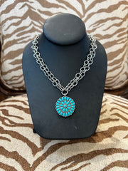 Mustard Seed Turquoise Pendant Necklace