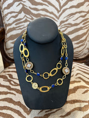 Mustard Seed Blue Stone Long Layering Necklace