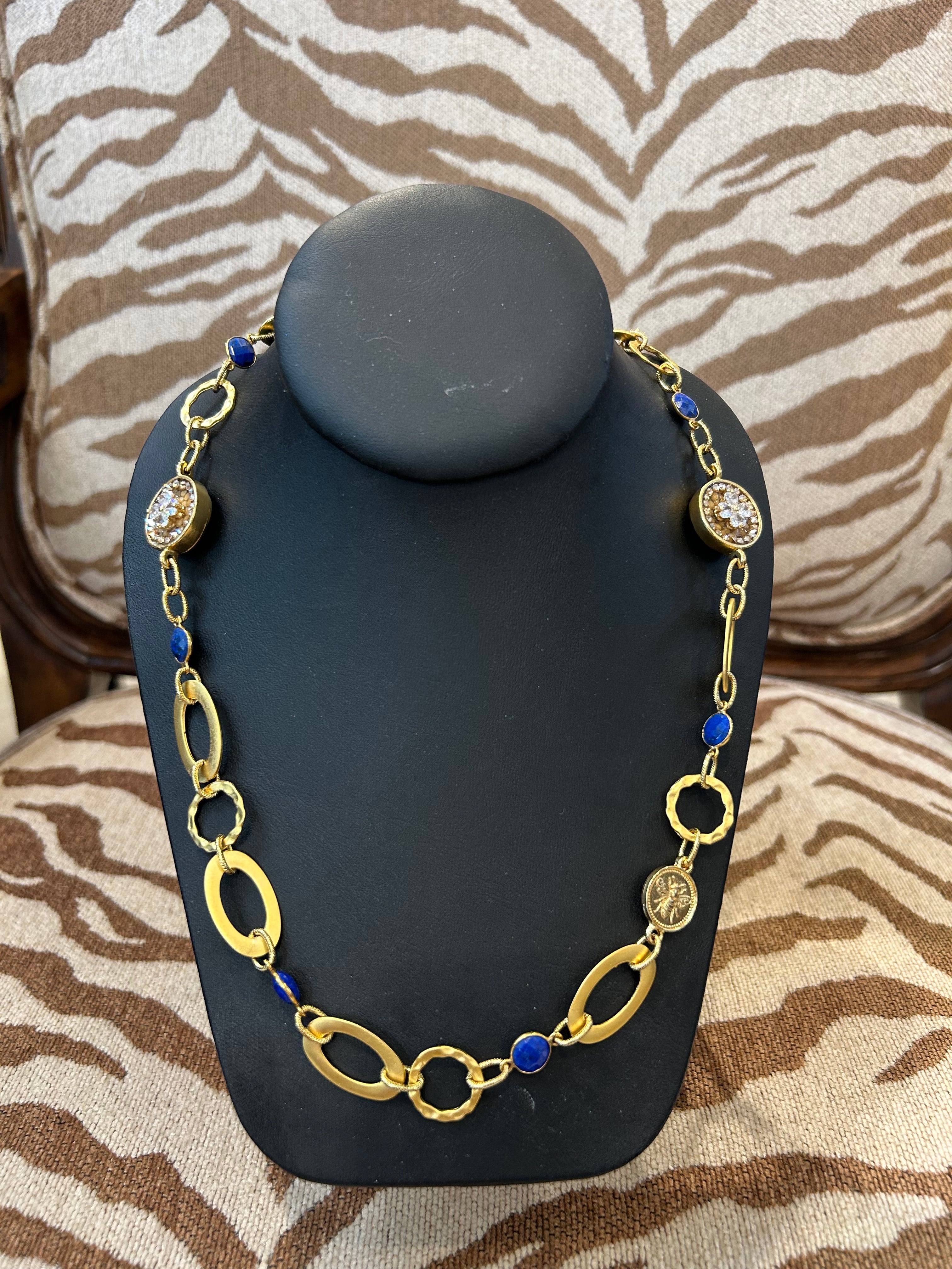 Mustard Seed Blue Stone Long Layering Necklace