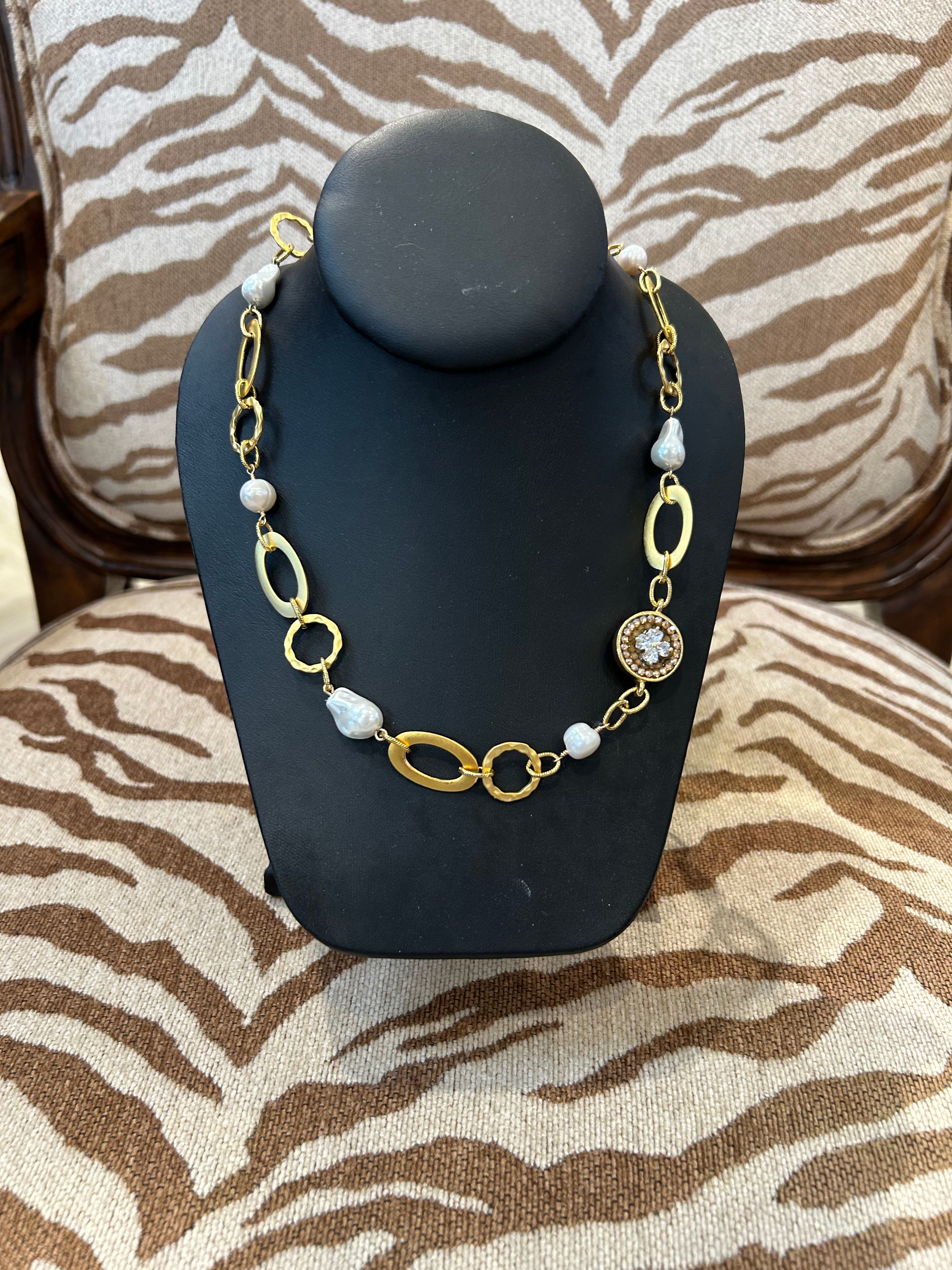 Mustard Seed Pearl/Oval Long Layering Necklace