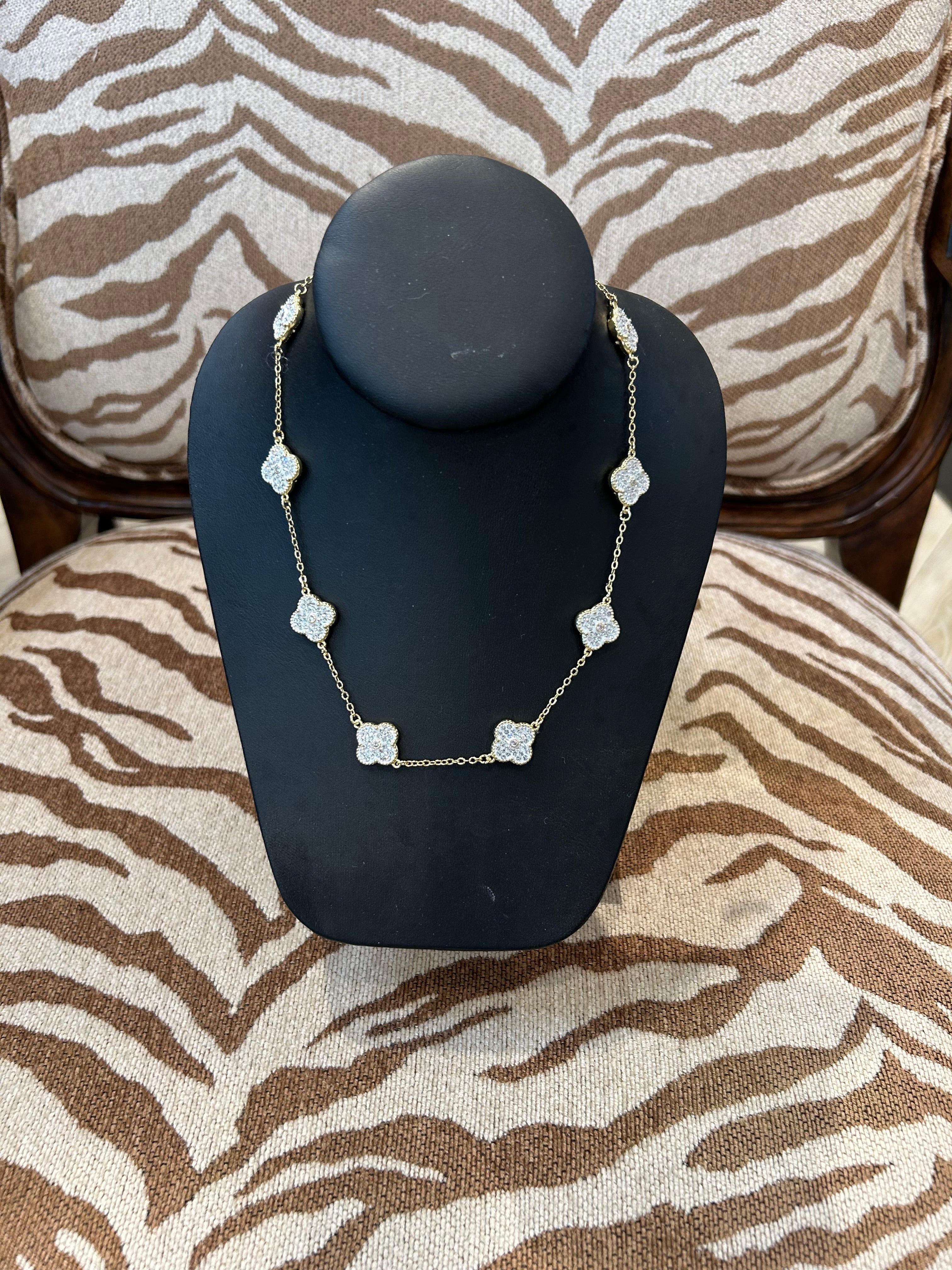 Mustard Seed Crystal Clover Layering Necklace
