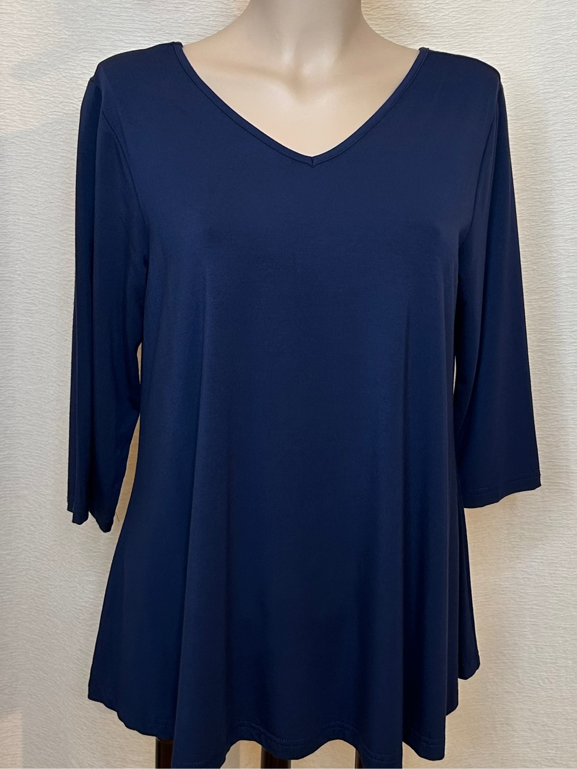 Orange Fashion T98VSS Navy Bamboo Reversible Top 3/4 Slv