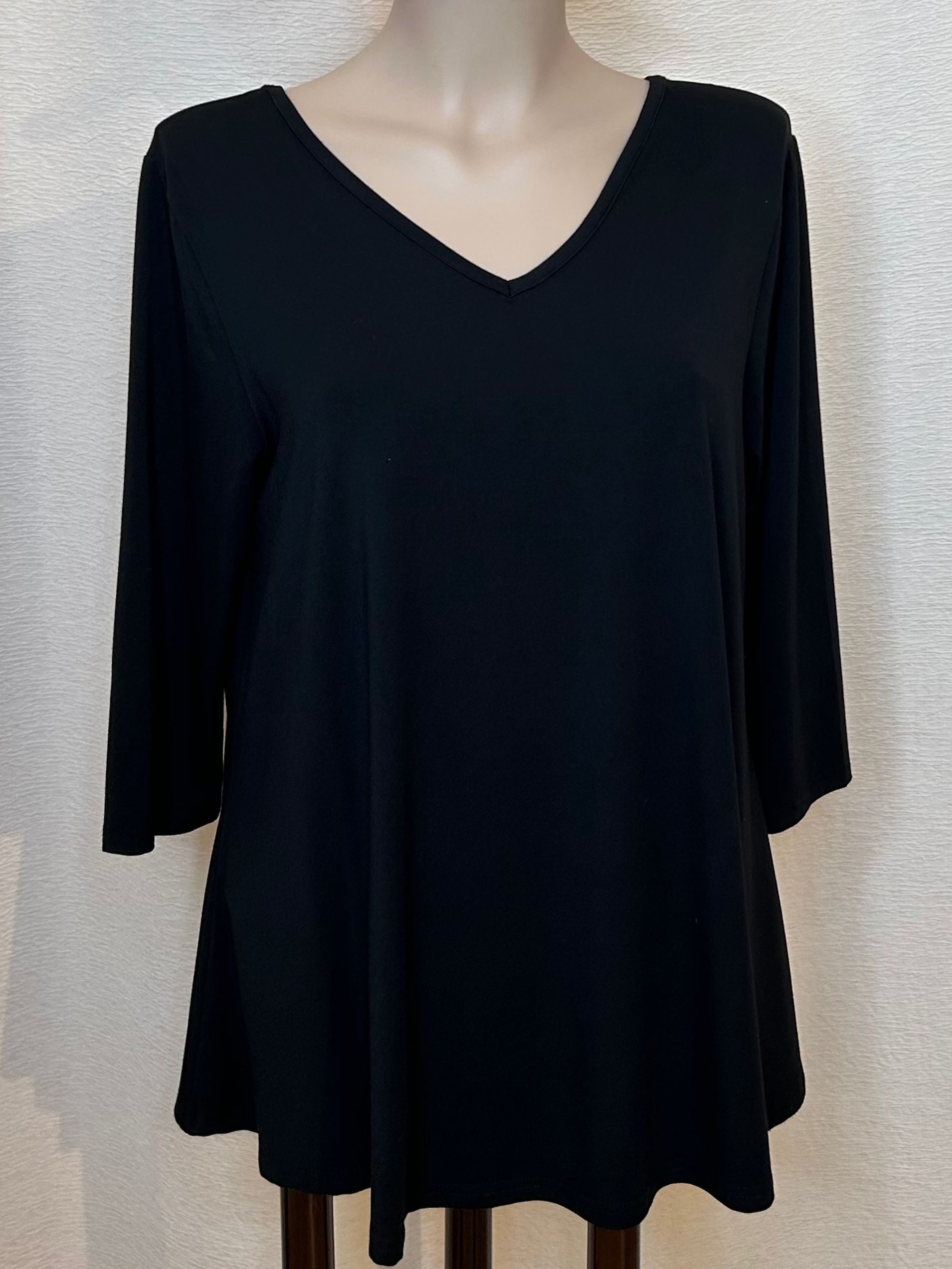 Orange Fashion T98VSS S/M Black Bamboo Reversible Top 3/4 Slv
