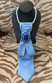 See it...Love it...Buy it Necktie Necklace Light Blue w Blue Brooch