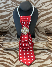 See it...Love it...Buy it Necktie Necklace Red/White Dot w White Clover Brooch