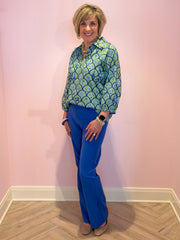 Boho Chic 8271S286 Green & Blue Bird Top