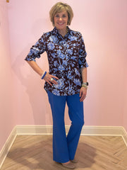 Boho Chic 6285309 Brown & Blue Floral Top