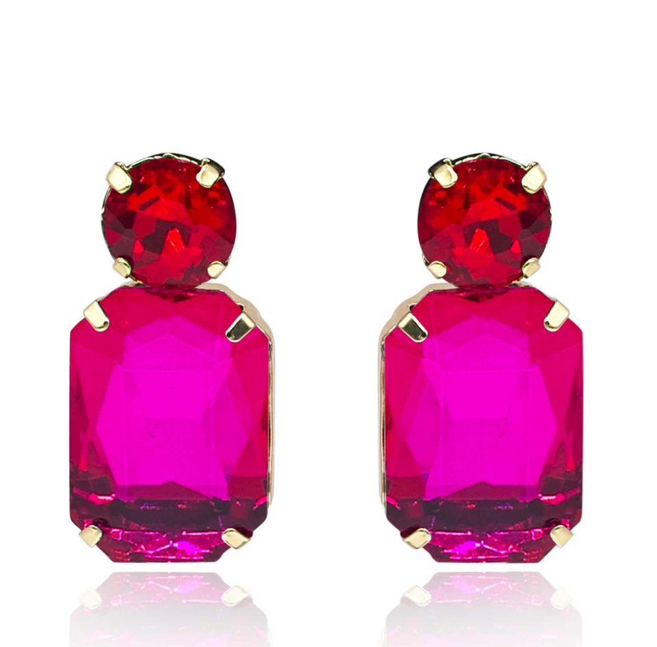 Michael Nash Adelle Fuchsia  & Ruby Earrings
