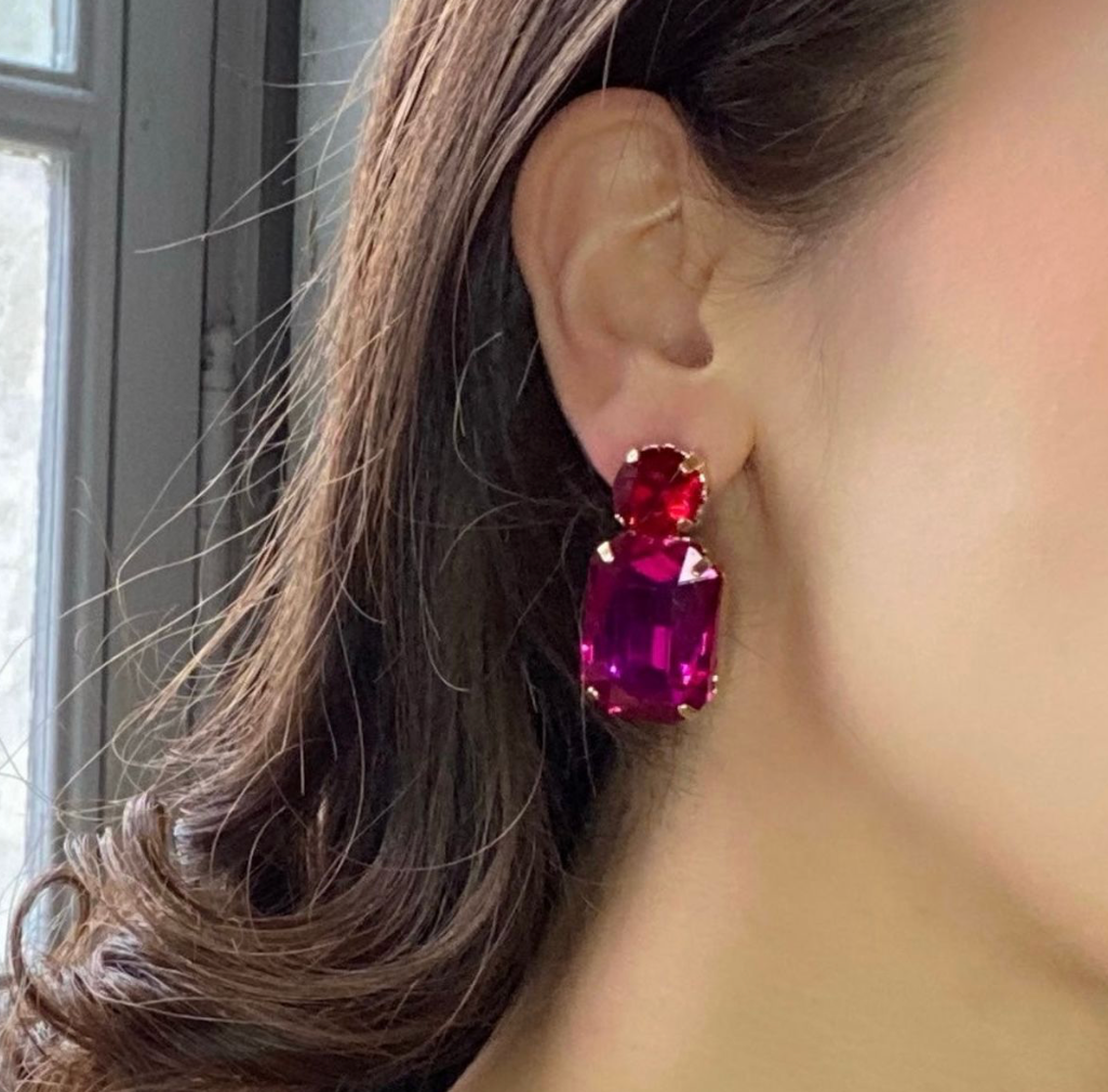 Michael Nash Adelle Fuchsia  & Ruby Earrings