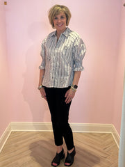 Boho Chic 6154047 3D Flower and Striped Top