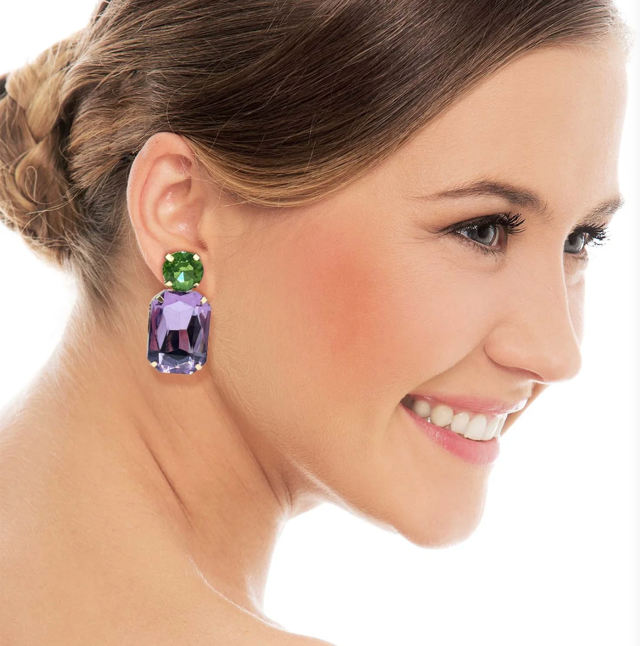 Michael Nash Adelle Light Amethyst & Emerald Earrings