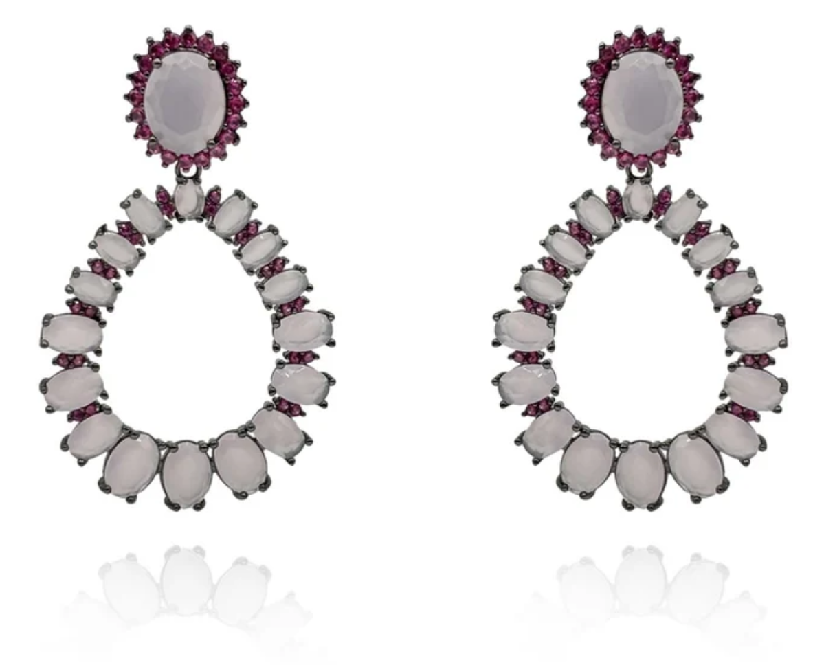 Michael Nash Fiorella Rose & Black Rhodium Earrings