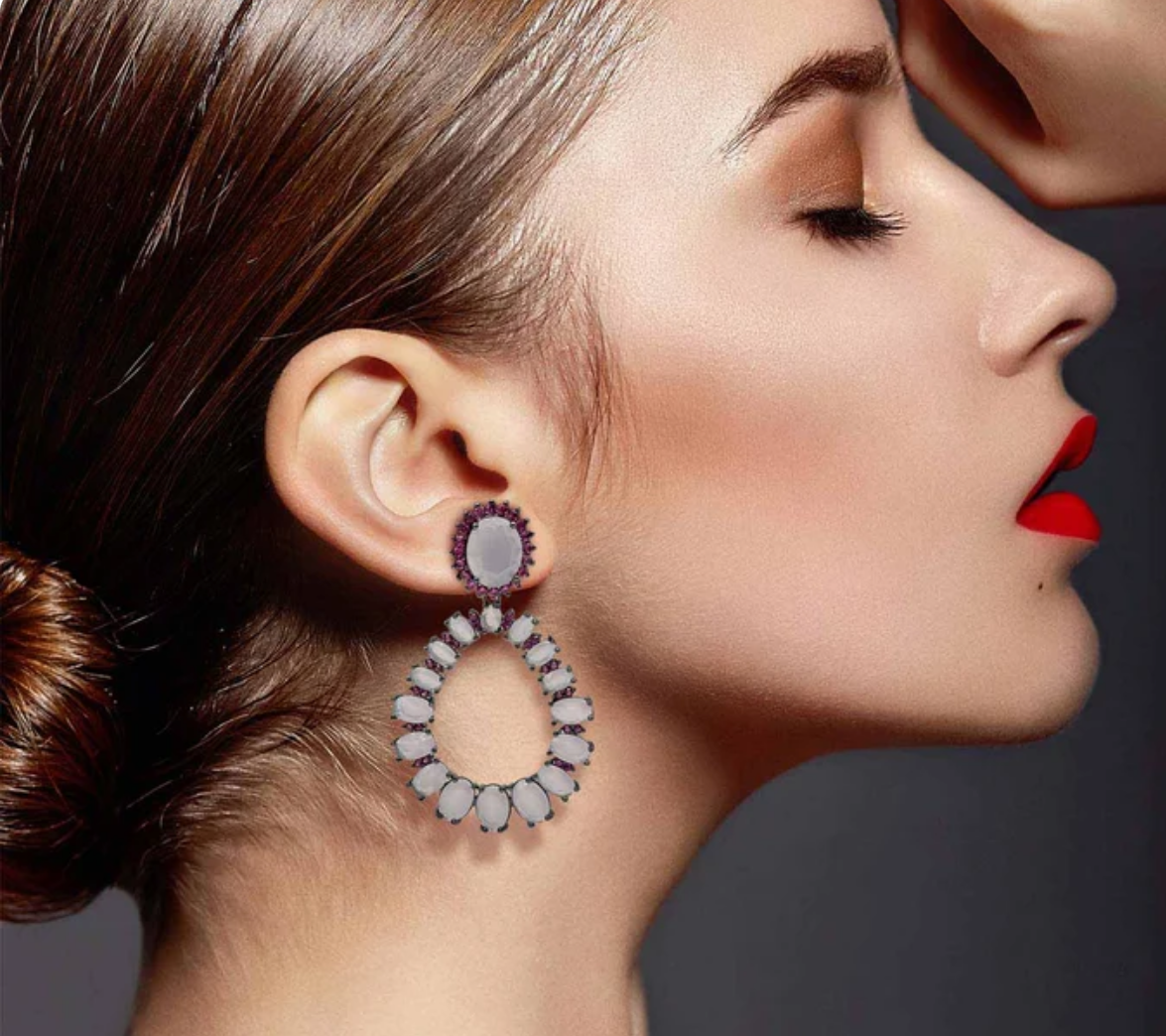 Michael Nash Fiorella Rose & Black Rhodium Earrings