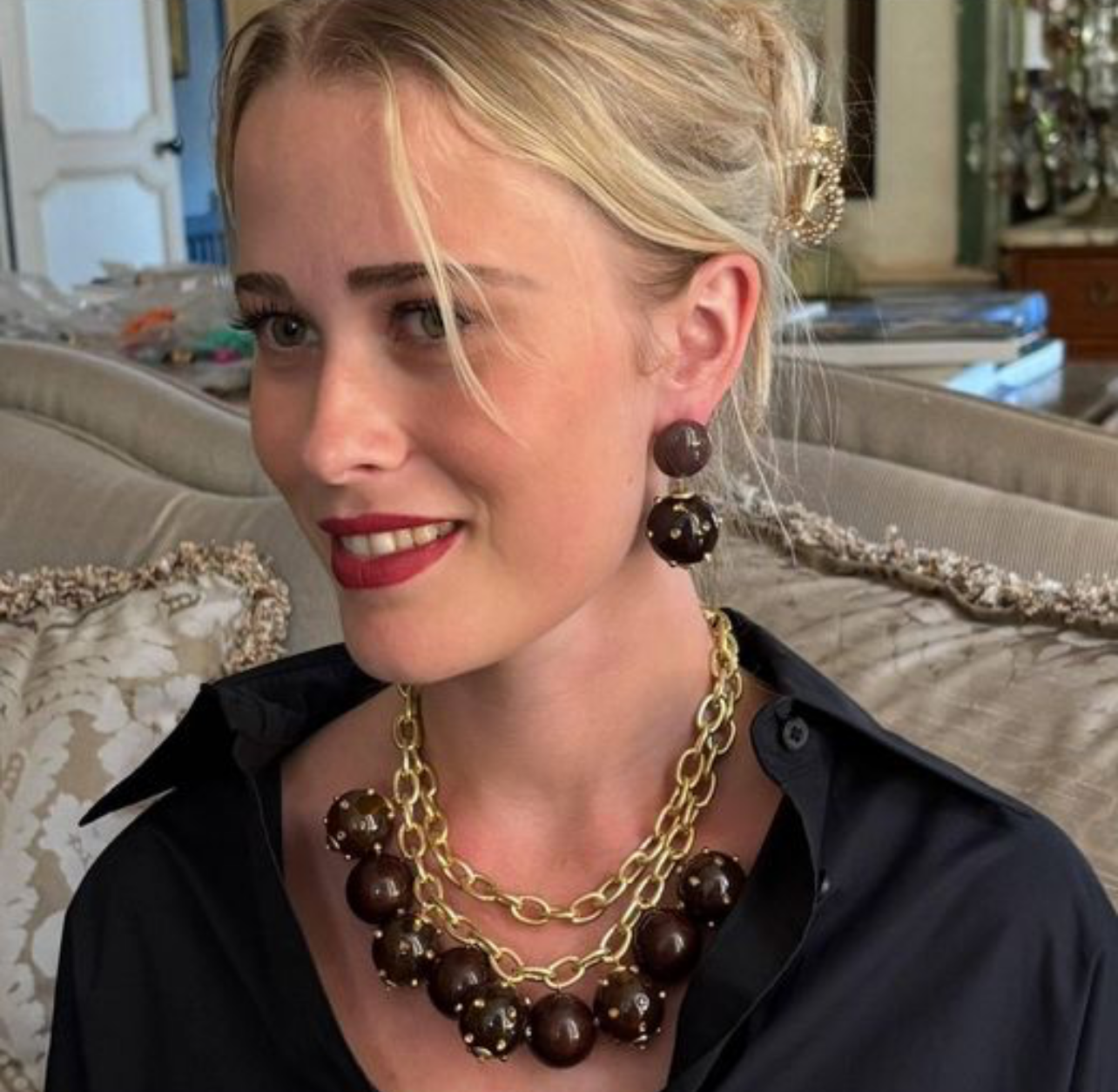 Michael Nash Valentina Tortoise Drop Earrings-Omega Pierced Back