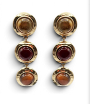 Michael Nash Flora Carnelian/Amber/Drop Three Stone Earrings