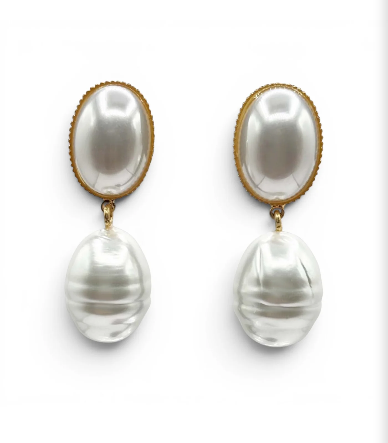 Michael Nash Emma White Baroque Pearl Omega Back Earrings