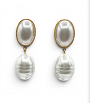 Michael Nash Emma White Baroque Pearl Omega Back Earrings