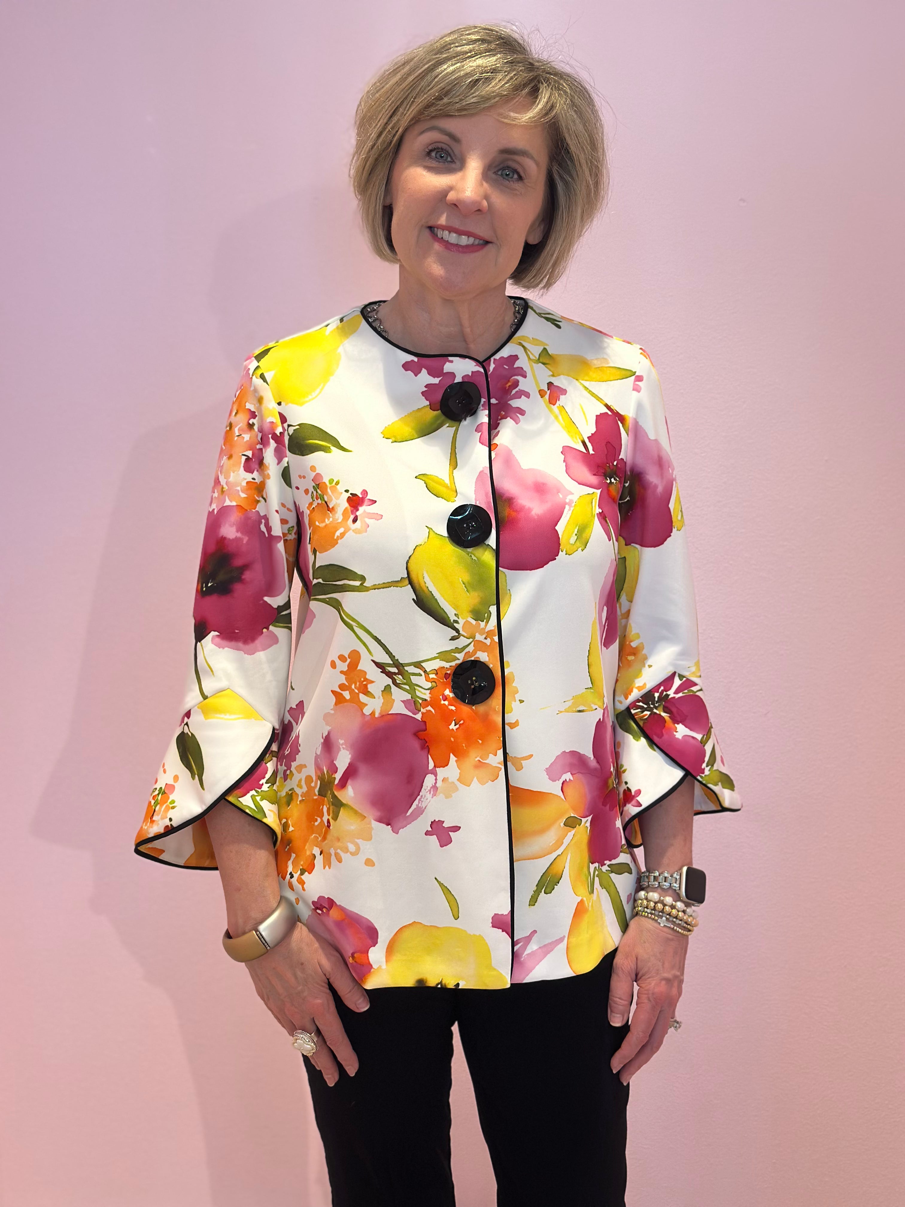 Frank Lyman 261357 2023 Off/White Pink Floral Blouse