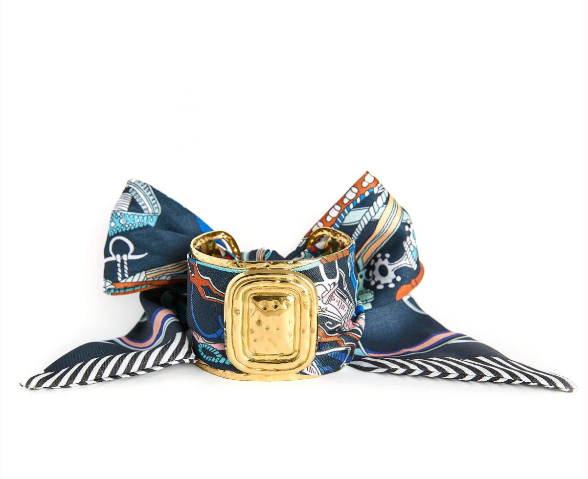 Lisi Lerch Evie Large Navy Gold Scarf Cuff