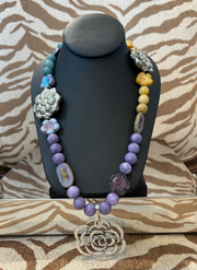 S Johannah Purple, Blue, & Yellow W/ Silver Flower