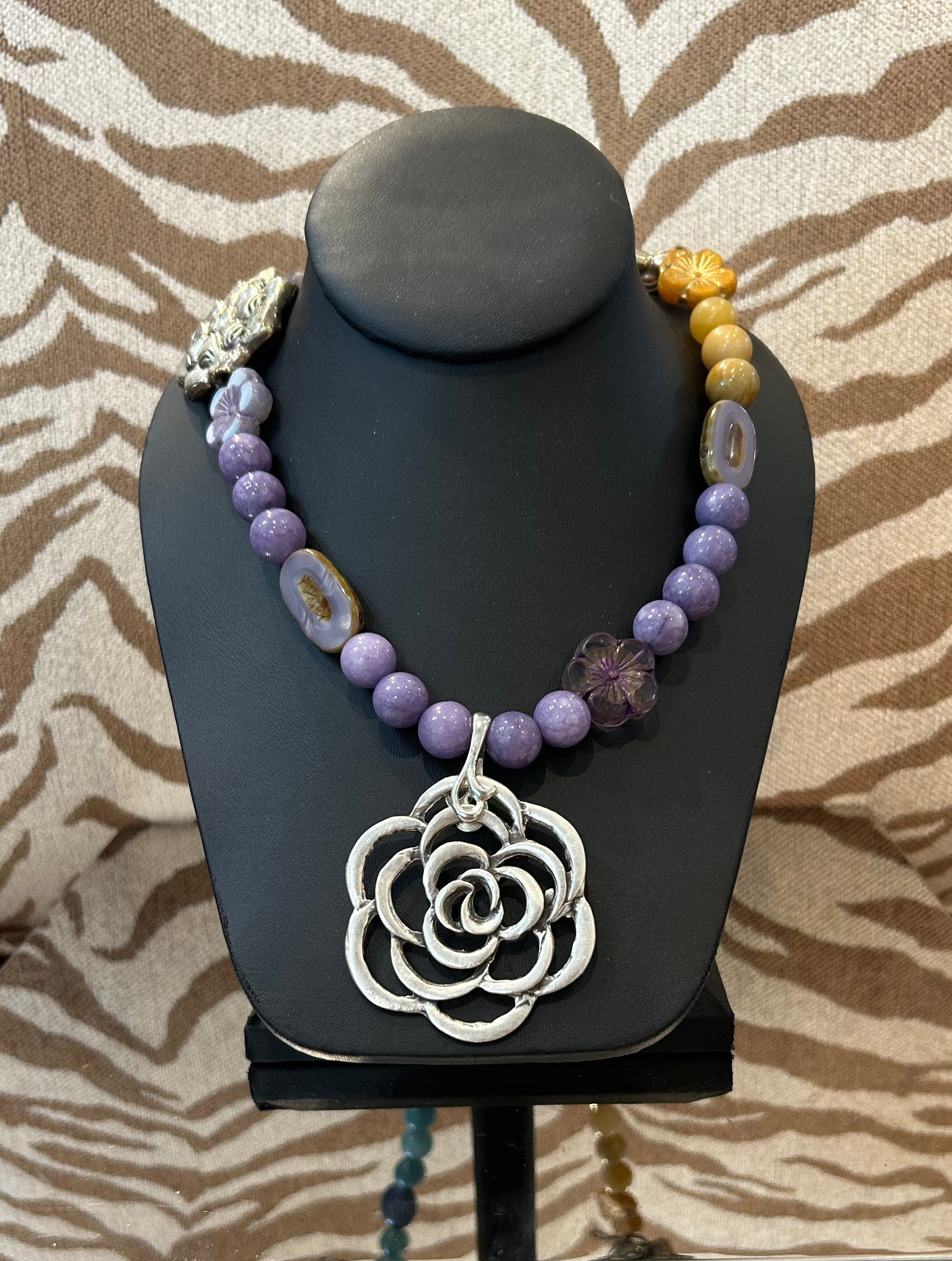 S Johannah Purple, Blue, & Yellow W/ Silver Flower