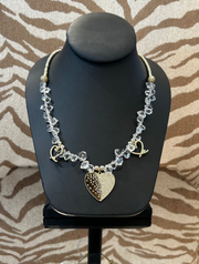 S Johannah Design Crystal W/Gold Heart Necklace