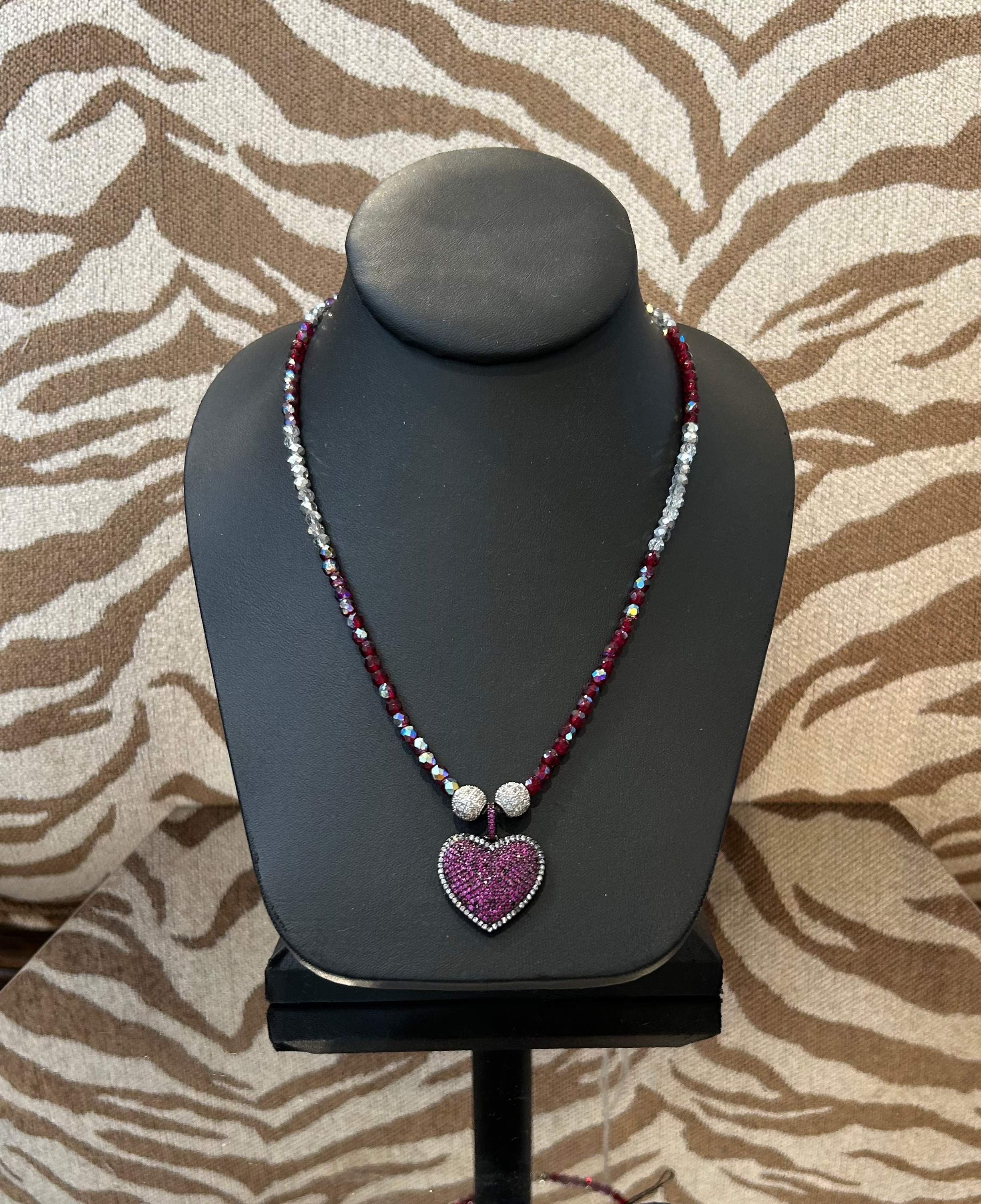 S Johannah Design Purple Rhinestone Heart Necklace