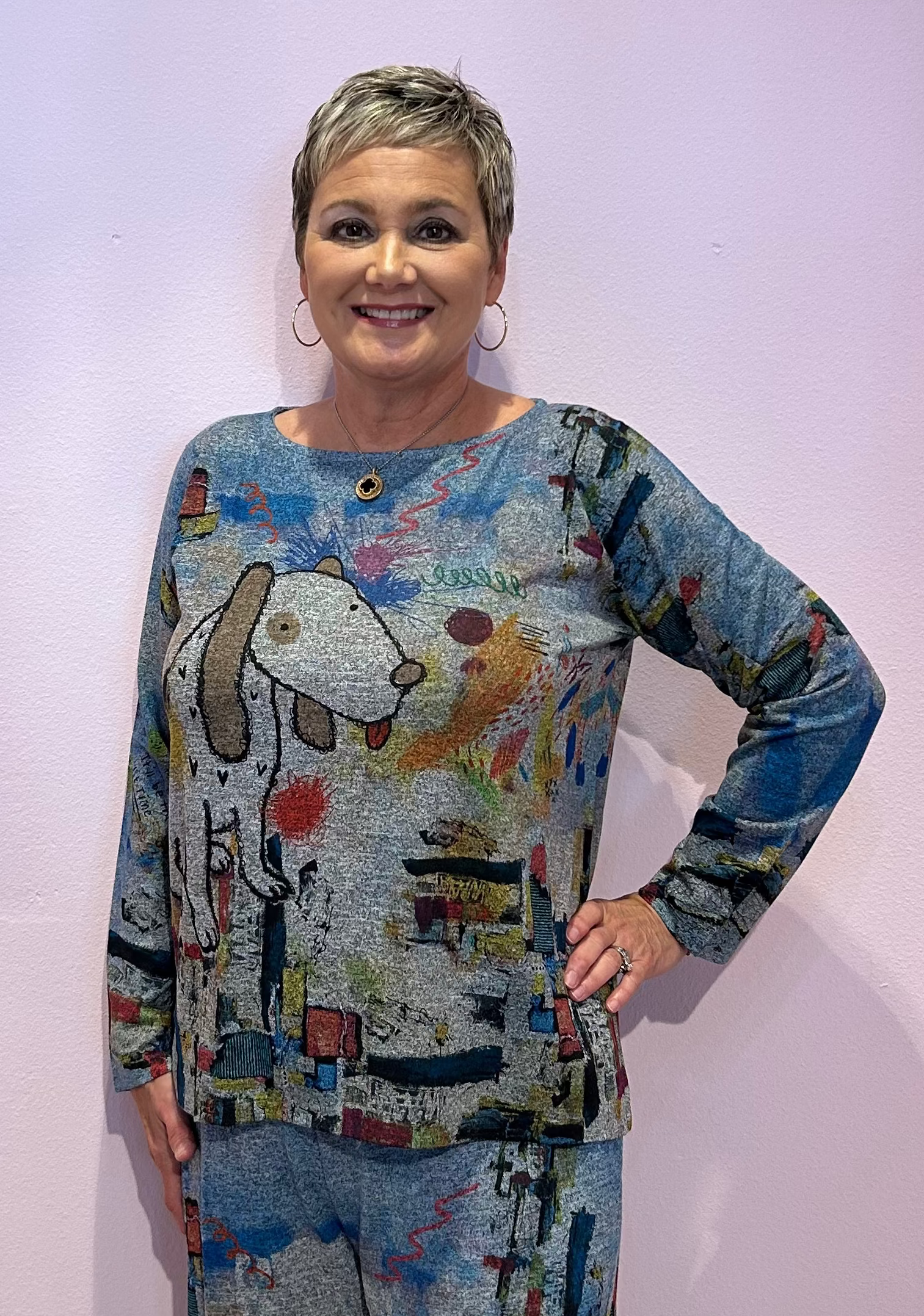 Inoah 3/4 sleeve crew neck top Cookie Delight