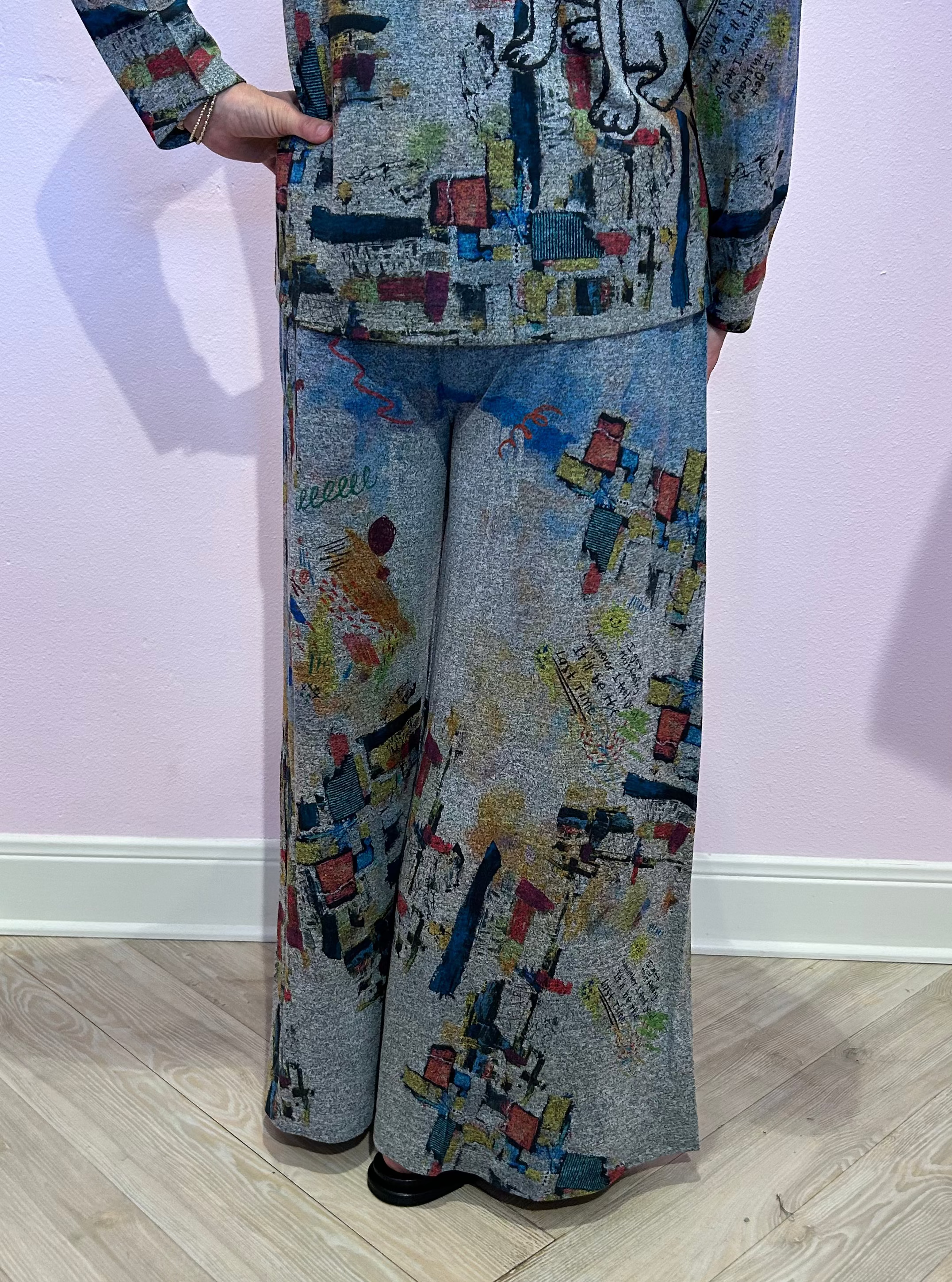 Inoah B262T wide palazzo pants Cookie Delight