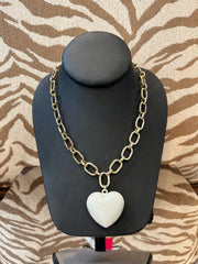 Michele Busch NW-26-88 Gold, Cream Puffy Heart