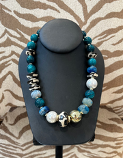 Michele Busch NW-26-115 Gold, Green & Teal, Animal Print, Mother of Pearl