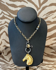 Michele Busch NW-26-135 Gold Chain, Horse Pendant