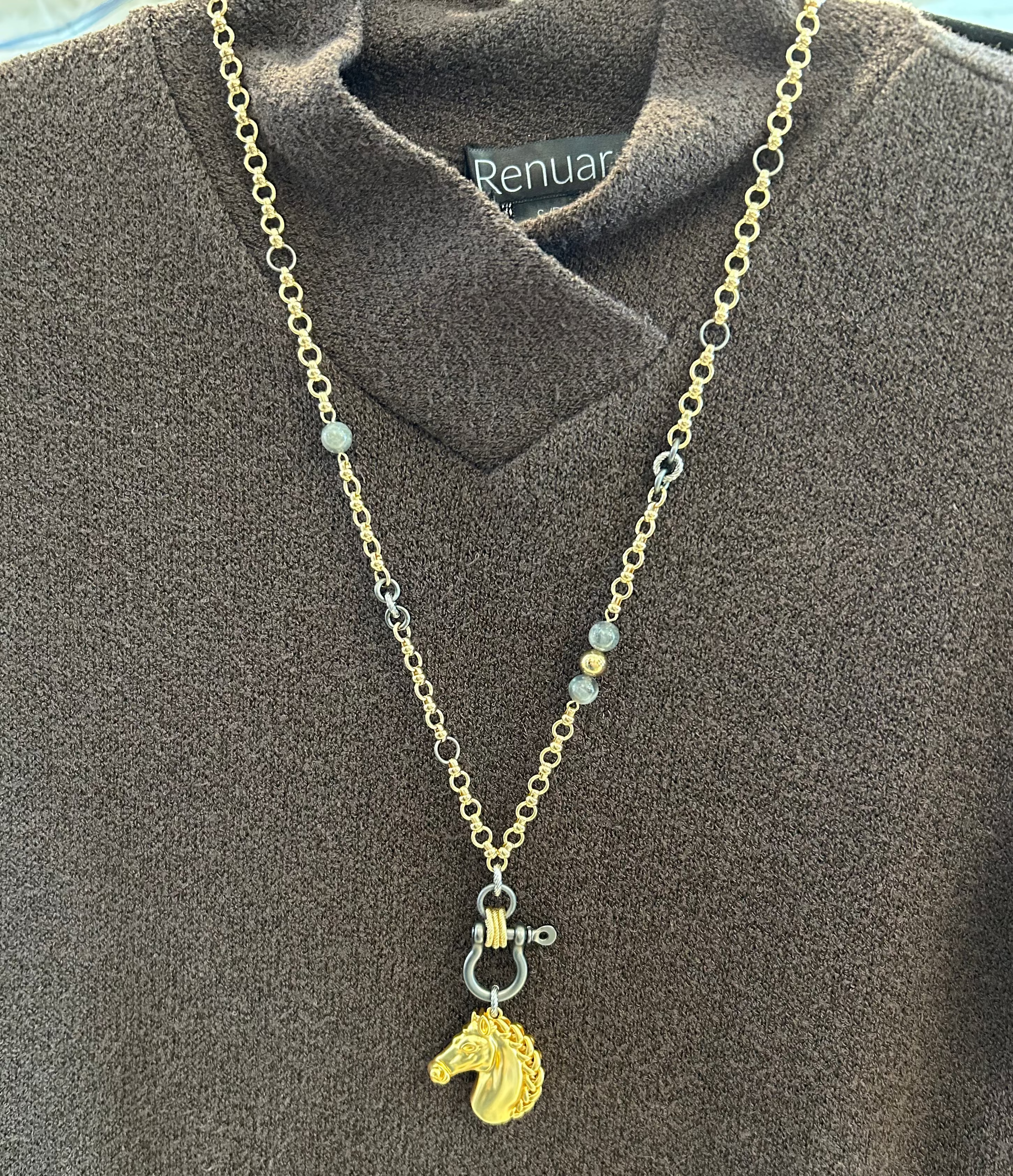Michele Busch NW-26-135 Gold Chain, Horse Pendant